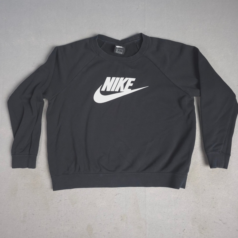 Nike Sportswear Swoosh Logo Crewneck Sweatshirt Black‎ Womens Size L